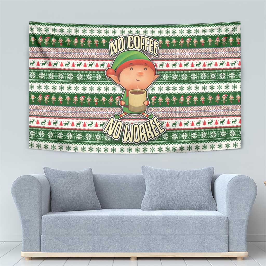No Coffee No Workee Christmas Design Tapestry Xmas Holiday Patterns - Wonder Print Shop