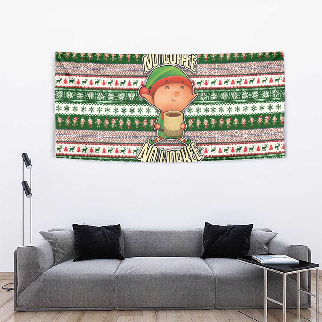 No Coffee No Workee Christmas Design Tapestry Xmas Holiday Patterns - Wonder Print Shop
