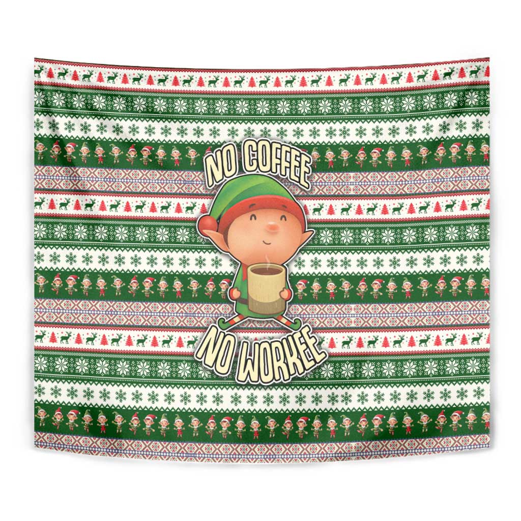 No Coffee No Workee Christmas Design Tapestry Xmas Holiday Patterns - Wonder Print Shop