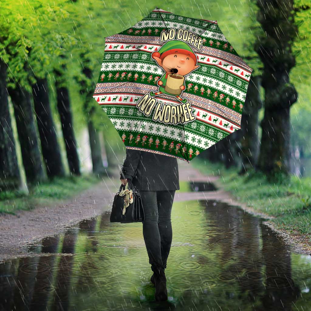 No Coffee No Workee Christmas Design Umbrella Xmas Holiday Patterns - Wonder Print Shop
