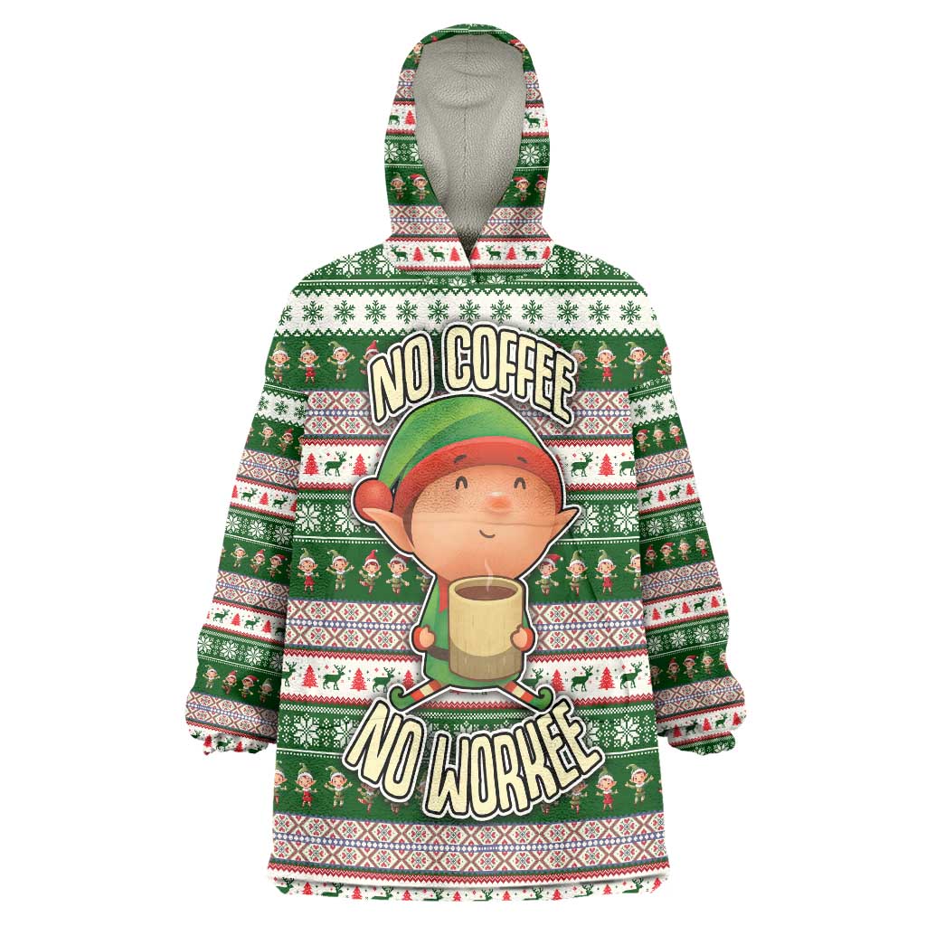 No Coffee No Workee Christmas Design Wearable Blanket Hoodie Xmas Holiday Patterns - Wonder Print Shop