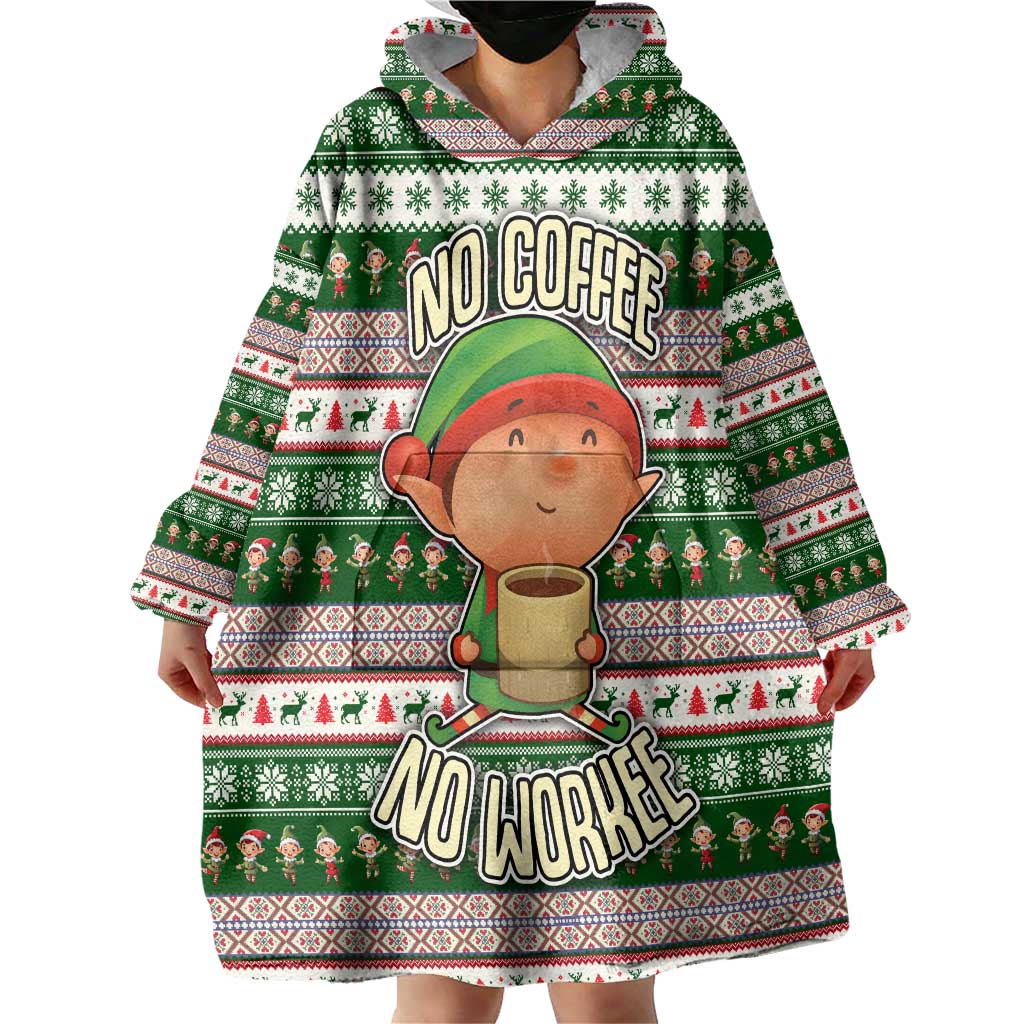 No Coffee No Workee Christmas Design Wearable Blanket Hoodie Xmas Holiday Patterns - Wonder Print Shop