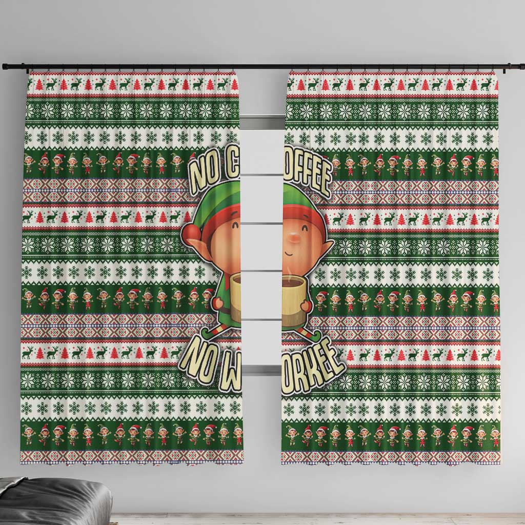 No Coffee No Workee Christmas Design Window Curtain Xmas Holiday Patterns - Wonder Print Shop