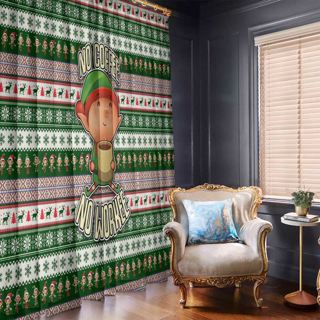 No Coffee No Workee Christmas Design Window Curtain Xmas Holiday Patterns - Wonder Print Shop