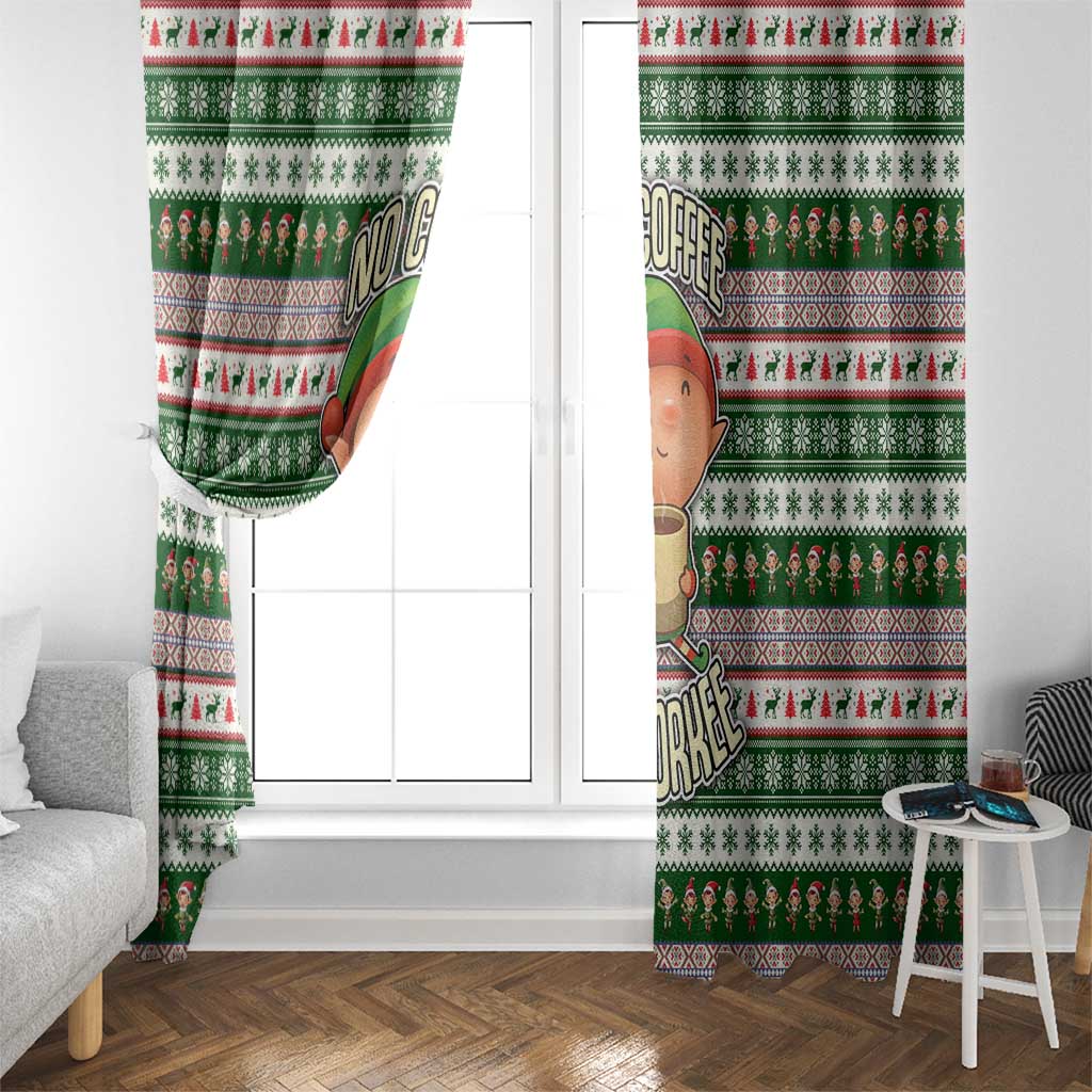 No Coffee No Workee Christmas Design Window Curtain Xmas Holiday Patterns - Wonder Print Shop