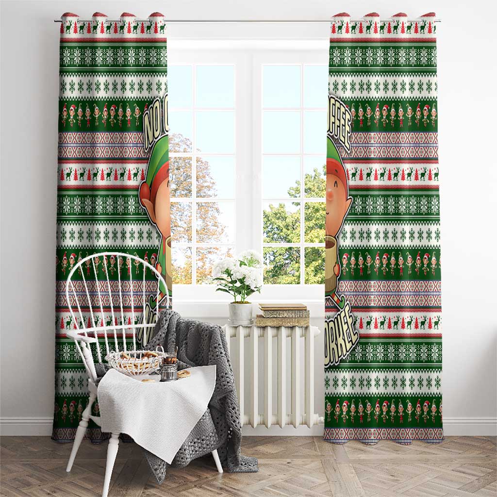 No Coffee No Workee Christmas Design Window Curtain Xmas Holiday Patterns - Wonder Print Shop