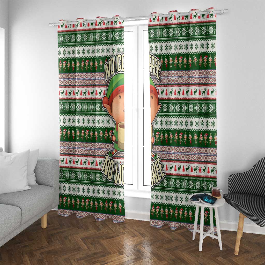 No Coffee No Workee Christmas Design Window Curtain Xmas Holiday Patterns - Wonder Print Shop