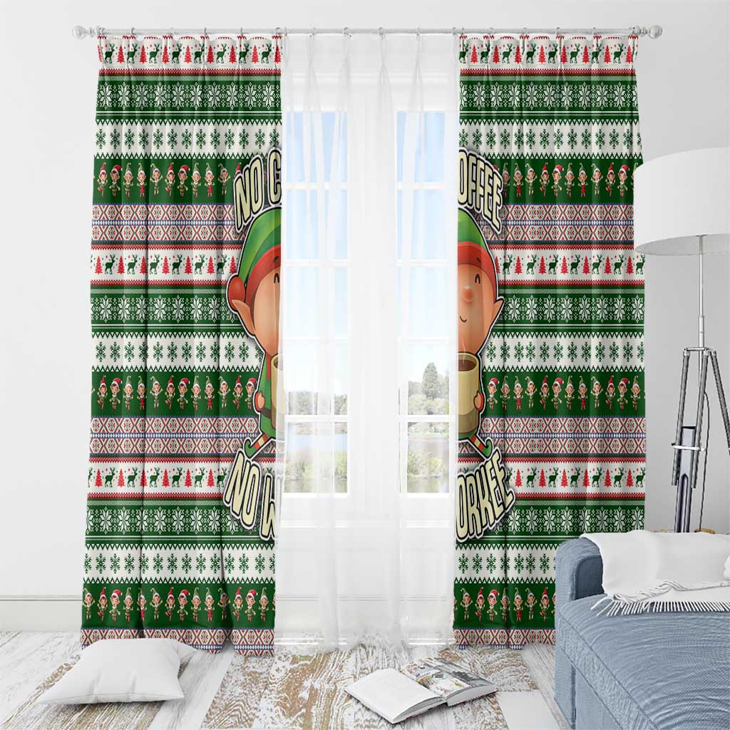 No Coffee No Workee Christmas Design Window Curtain Xmas Holiday Patterns - Wonder Print Shop