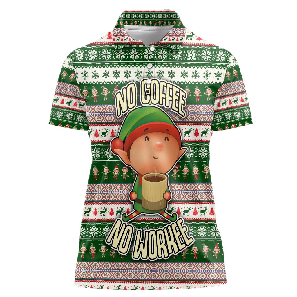 No Coffee No Workee Christmas Design Women Polo Shirt Xmas Holiday Patterns - Wonder Print Shop