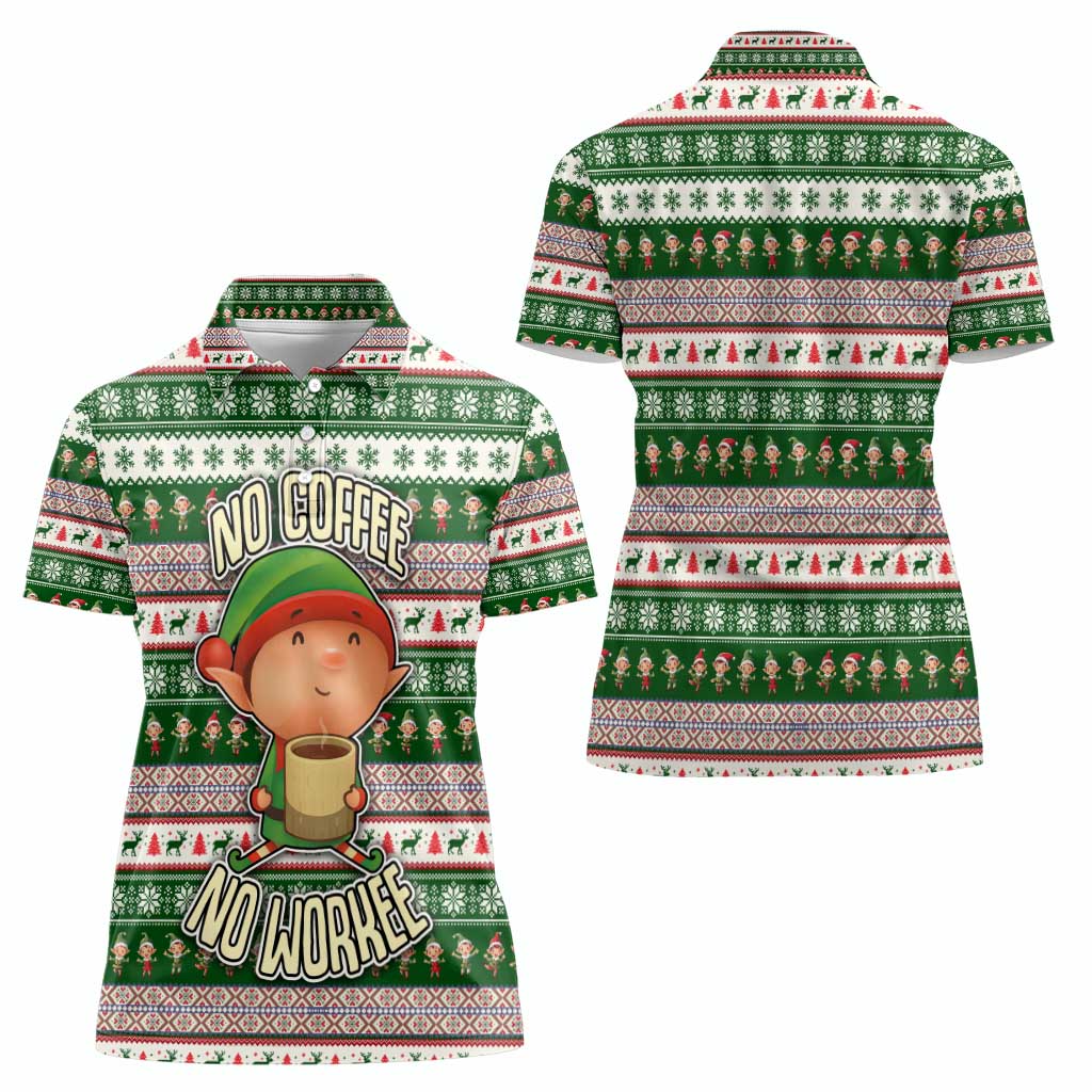 No Coffee No Workee Christmas Design Women Polo Shirt Xmas Holiday Patterns - Wonder Print Shop
