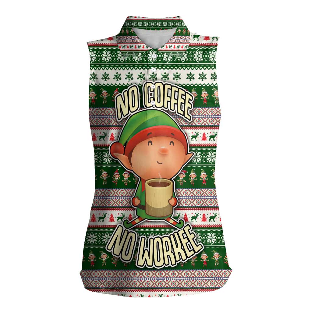 No Coffee No Workee Christmas Design Women Sleeveless Polo Shirt Xmas Holiday Patterns - Wonder Print Shop