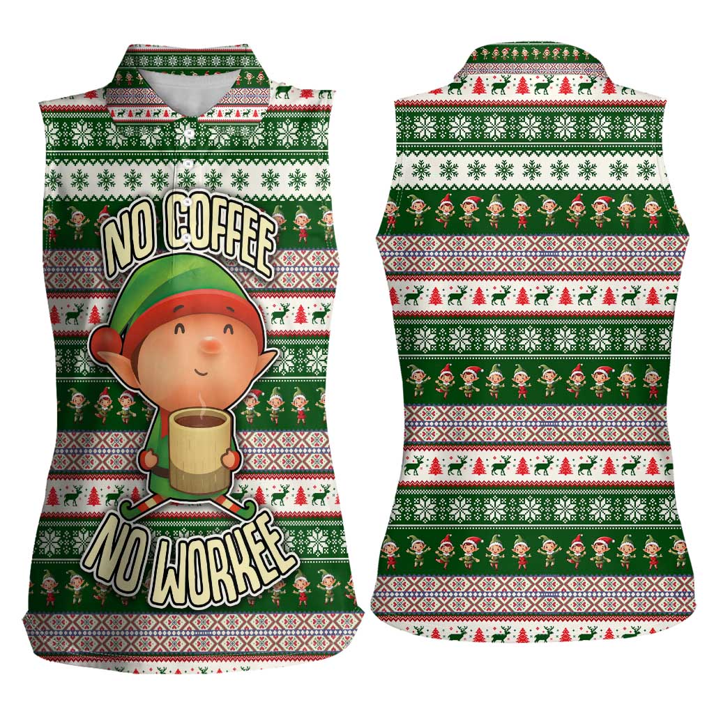 No Coffee No Workee Christmas Design Women Sleeveless Polo Shirt Xmas Holiday Patterns - Wonder Print Shop