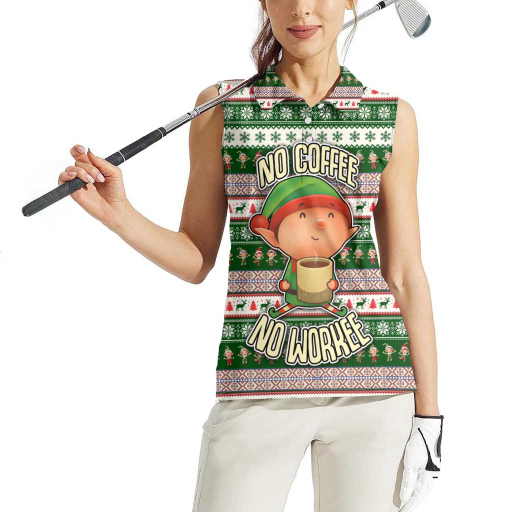 No Coffee No Workee Christmas Design Women Sleeveless Polo Shirt Xmas Holiday Patterns - Wonder Print Shop