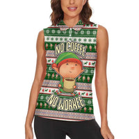 No Coffee No Workee Christmas Design Women Sleeveless Polo Shirt Xmas Holiday Patterns - Wonder Print Shop