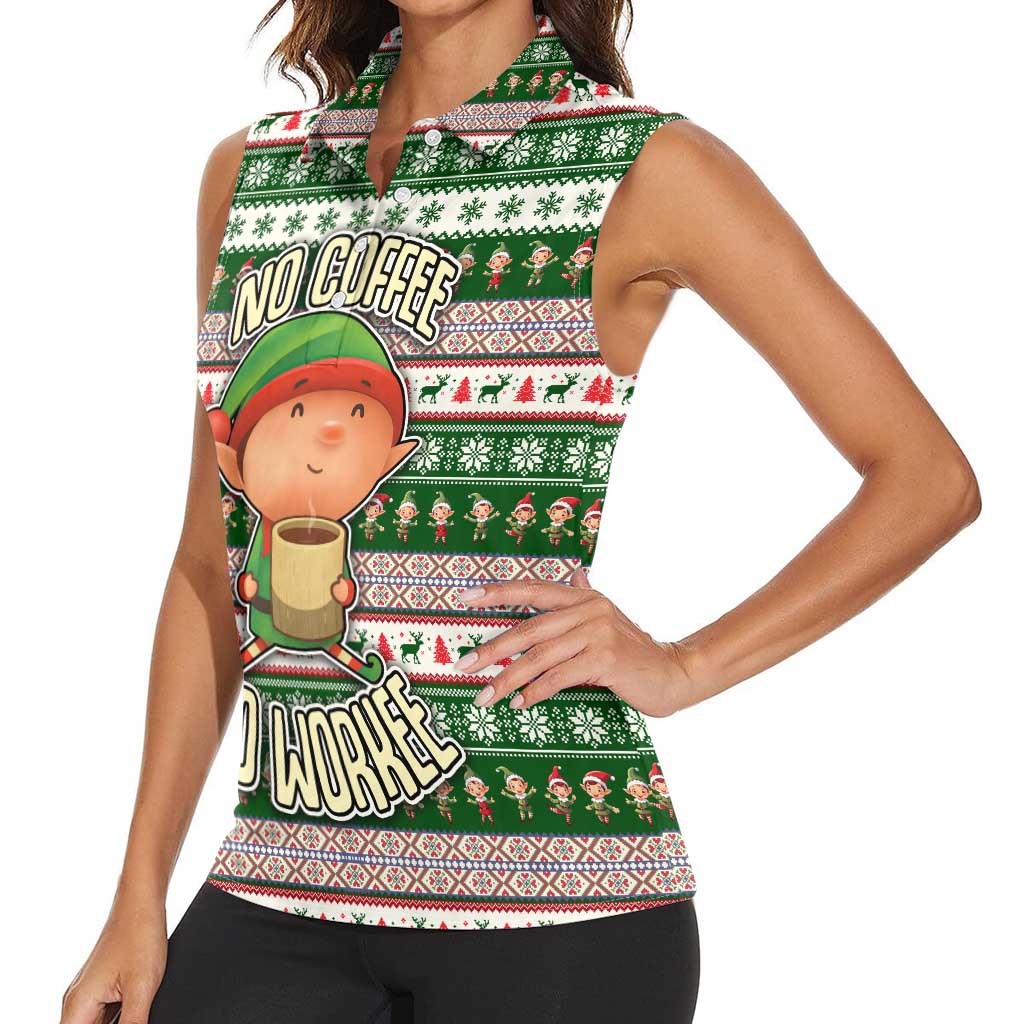 No Coffee No Workee Christmas Design Women Sleeveless Polo Shirt Xmas Holiday Patterns - Wonder Print Shop