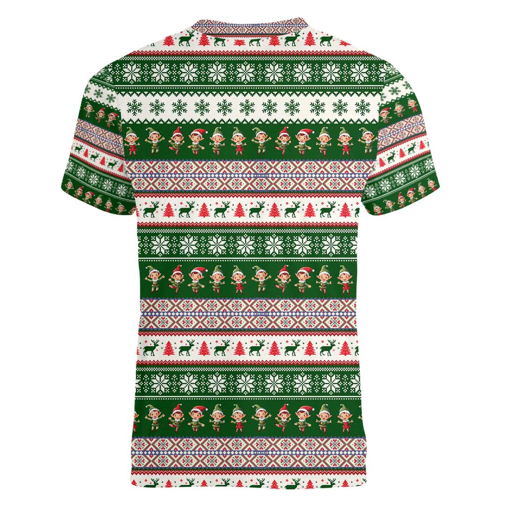 No Coffee No Workee Christmas Design Women V-Neck T-Shirt Xmas Holiday Patterns - Wonder Print Shop