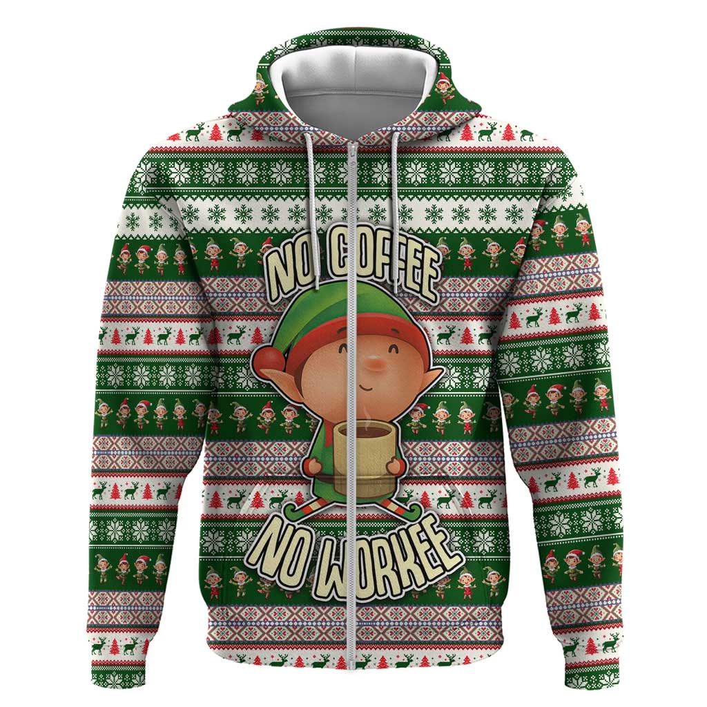 No Coffee No Workee Christmas Design Zip Hoodie Xmas Holiday Patterns - Wonder Print Shop
