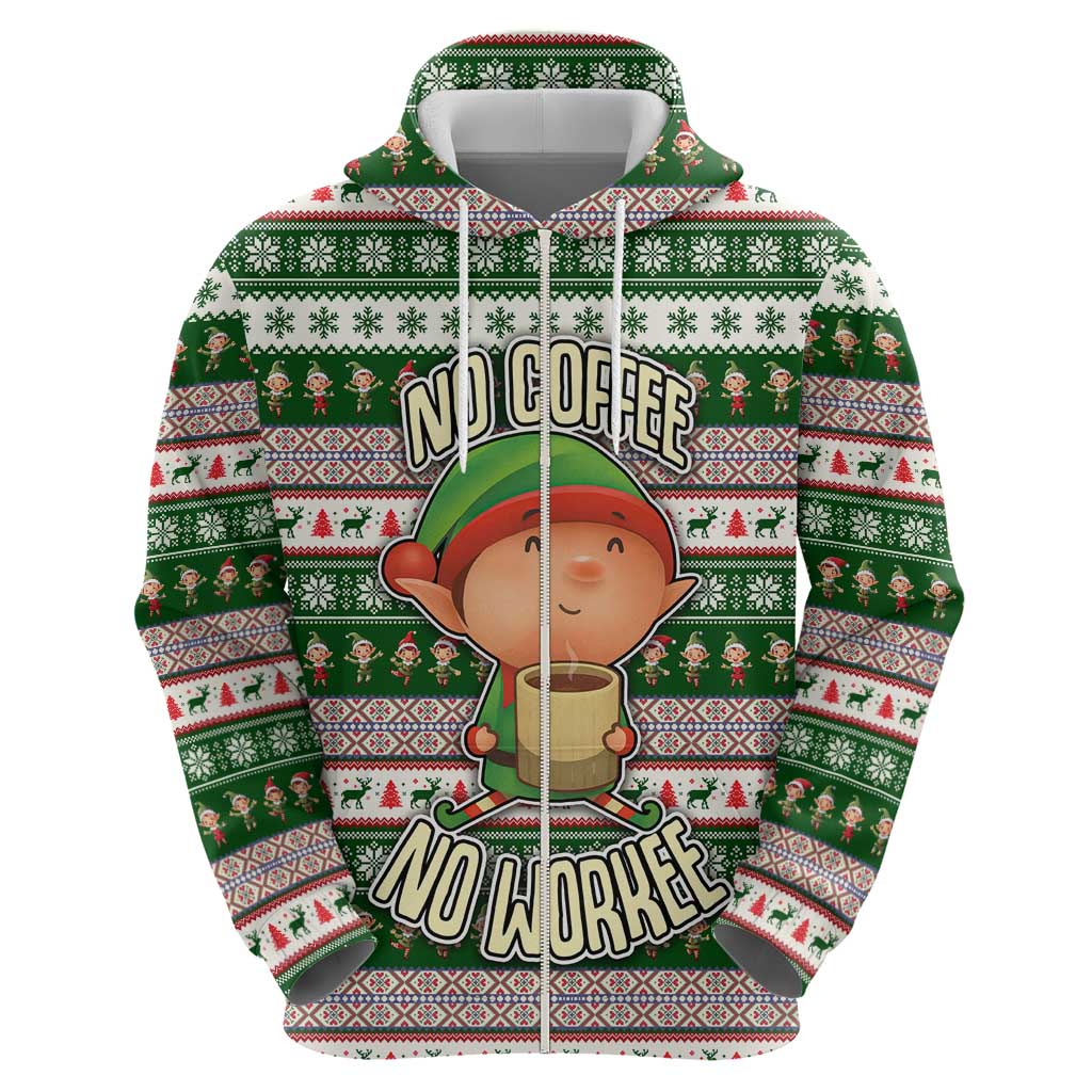 No Coffee No Workee Christmas Design Zip Hoodie Xmas Holiday Patterns - Wonder Print Shop