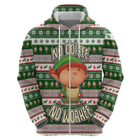 No Coffee No Workee Christmas Design Zip Hoodie Xmas Holiday Patterns - Wonder Print Shop
