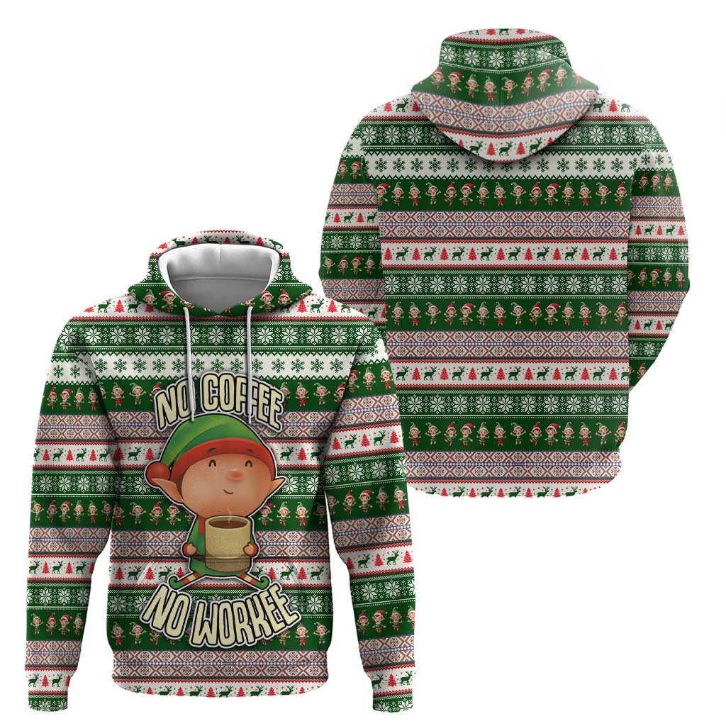 No Coffee No Workee Christmas Design Zip Hoodie Xmas Holiday Patterns - Wonder Print Shop