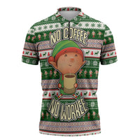 No Coffee No Workee Christmas Design Zipper Polo Shirt Xmas Holiday Patterns - Wonder Print Shop