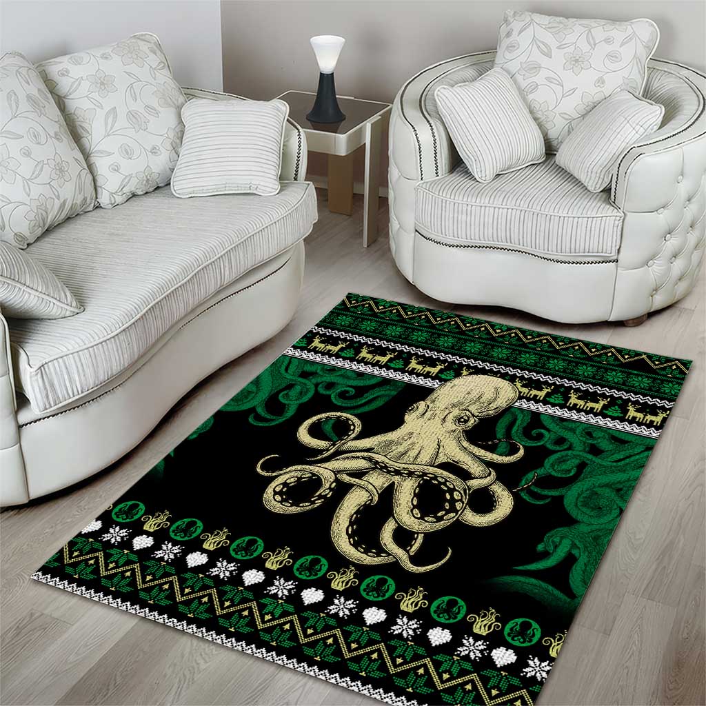 Octopus Cool Christmas Design Area Rug Xmas Holiday Patterns - Wonder Print Shop