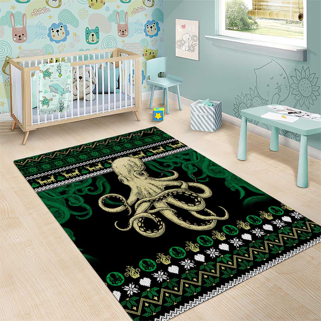 Octopus Cool Christmas Design Area Rug Xmas Holiday Patterns - Wonder Print Shop
