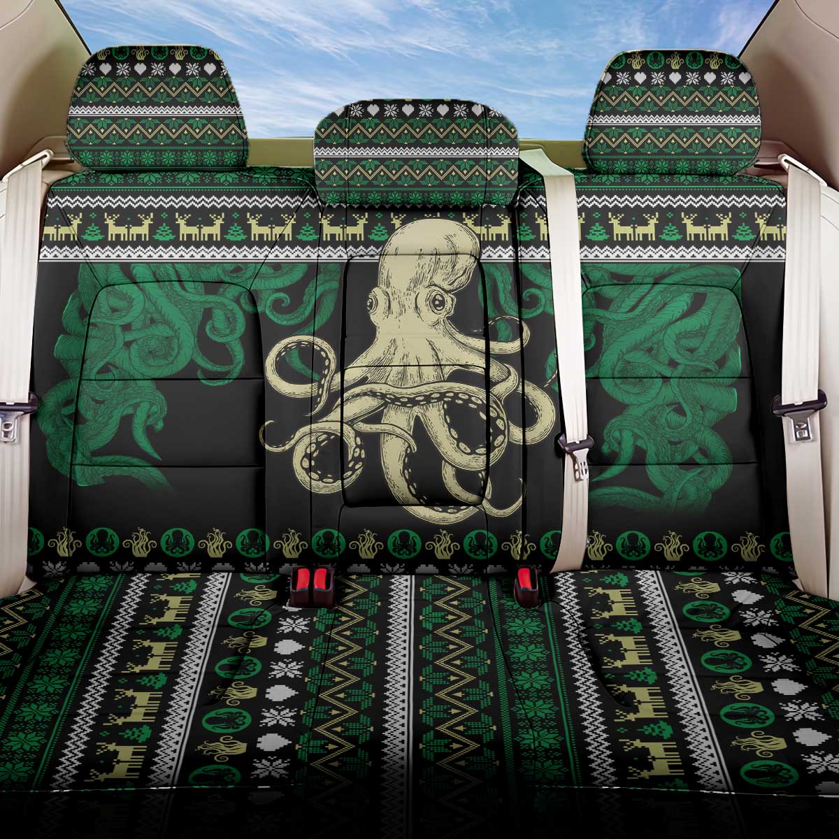 Octopus Cool Christmas Design Back Car Seat Cover Xmas Holiday Patterns - Wonder Print Shop