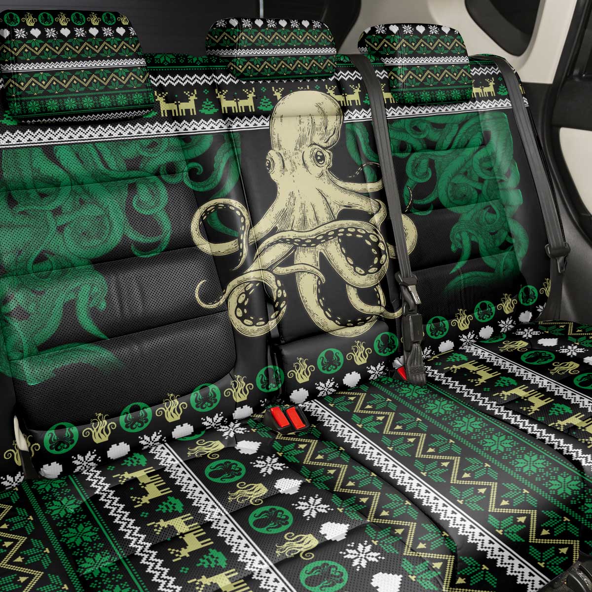 Octopus Cool Christmas Design Back Car Seat Cover Xmas Holiday Patterns - Wonder Print Shop