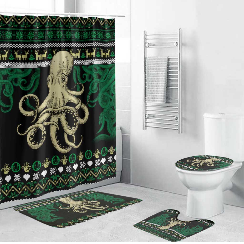 Octopus Cool Christmas Design Bathroom Set Xmas Holiday Patterns - Wonder Print Shop