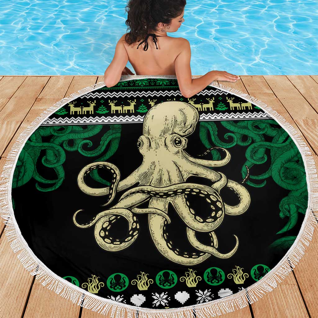 Octopus Cool Christmas Design Beach Blanket Xmas Holiday Patterns - Wonder Print Shop
