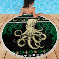 Octopus Cool Christmas Design Beach Blanket Xmas Holiday Patterns - Wonder Print Shop