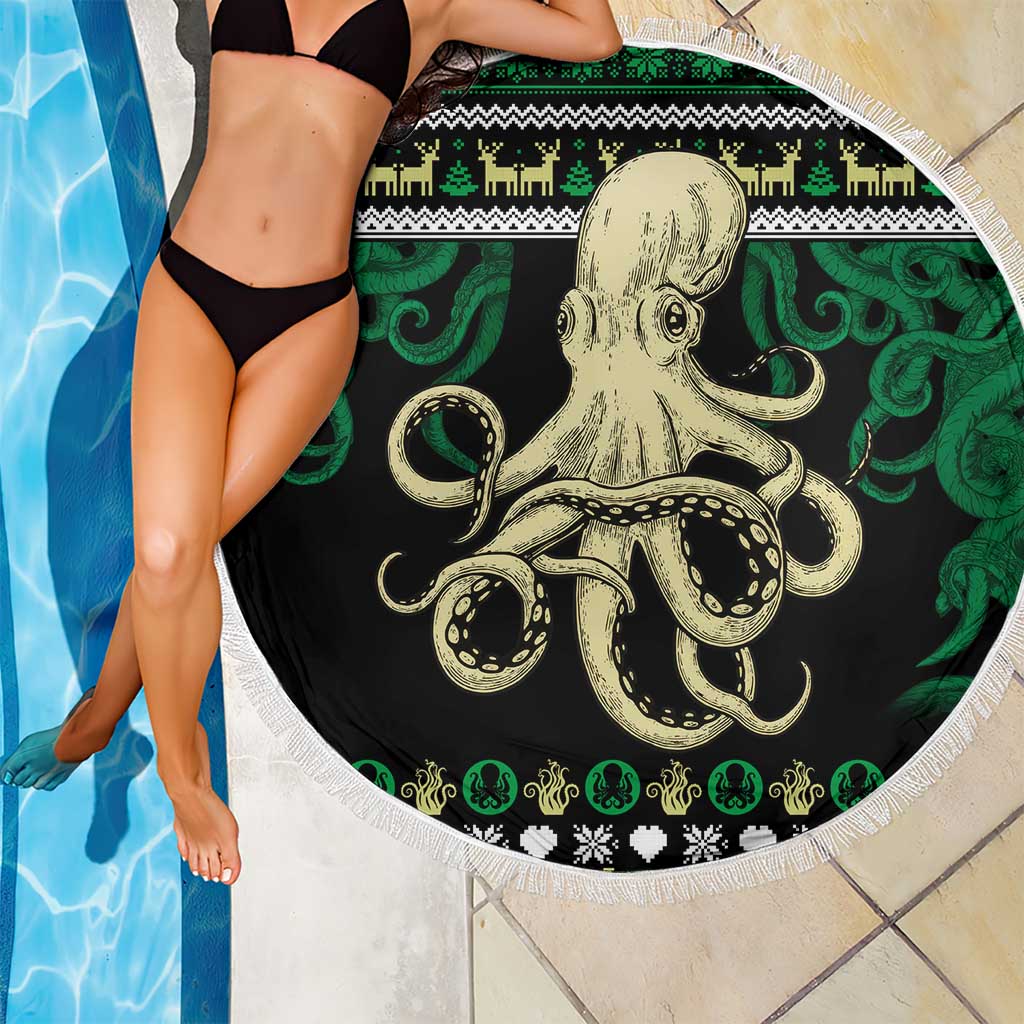 Octopus Cool Christmas Design Beach Blanket Xmas Holiday Patterns - Wonder Print Shop