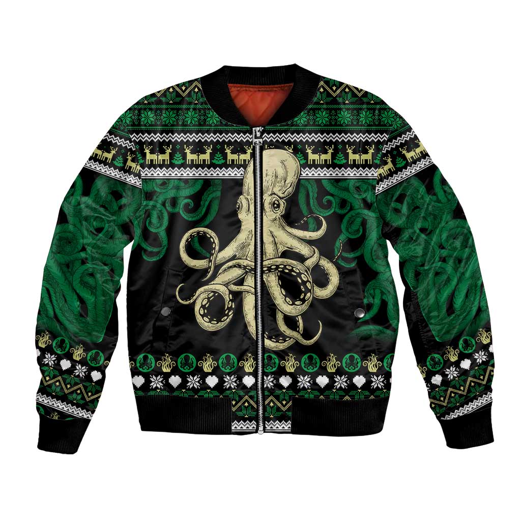 Octopus Cool Christmas Design Bomber Jacket Xmas Holiday Patterns - Wonder Print Shop