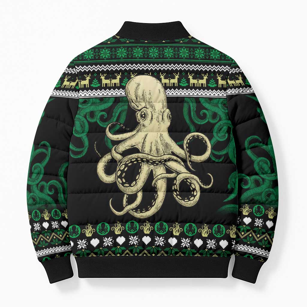Octopus Cool Christmas Design Bomber Puffer Jacket Xmas Holiday Patterns - Wonder Print Shop