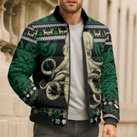 Octopus Cool Christmas Design Bomber Puffer Jacket Xmas Holiday Patterns - Wonder Print Shop