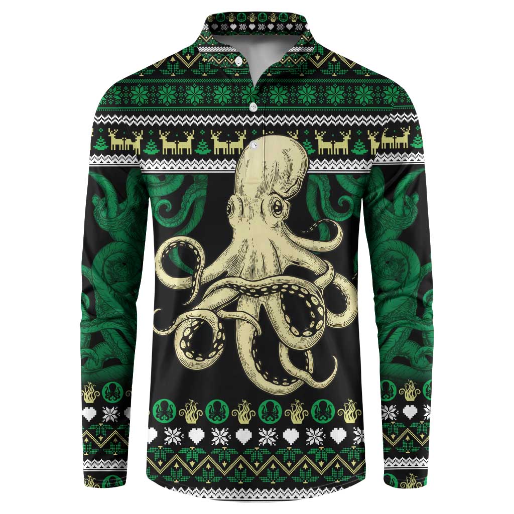 Octopus Cool Christmas Design Button Sweatshirt Xmas Holiday Patterns - Wonder Print Shop