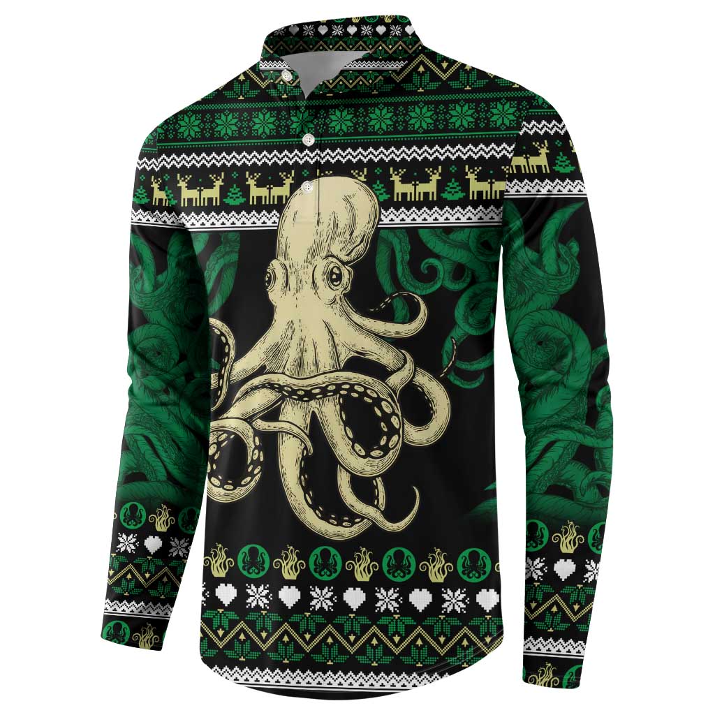 Octopus Cool Christmas Design Button Sweatshirt Xmas Holiday Patterns - Wonder Print Shop