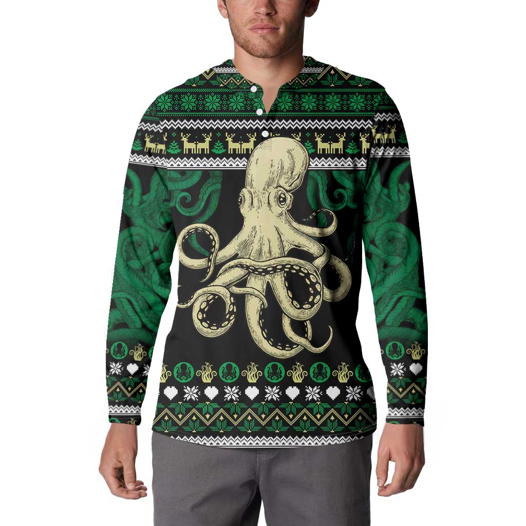 Octopus Cool Christmas Design Button Sweatshirt Xmas Holiday Patterns - Wonder Print Shop