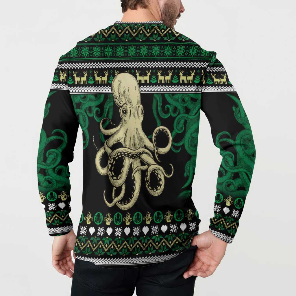 Octopus Cool Christmas Design Button Sweatshirt Xmas Holiday Patterns - Wonder Print Shop