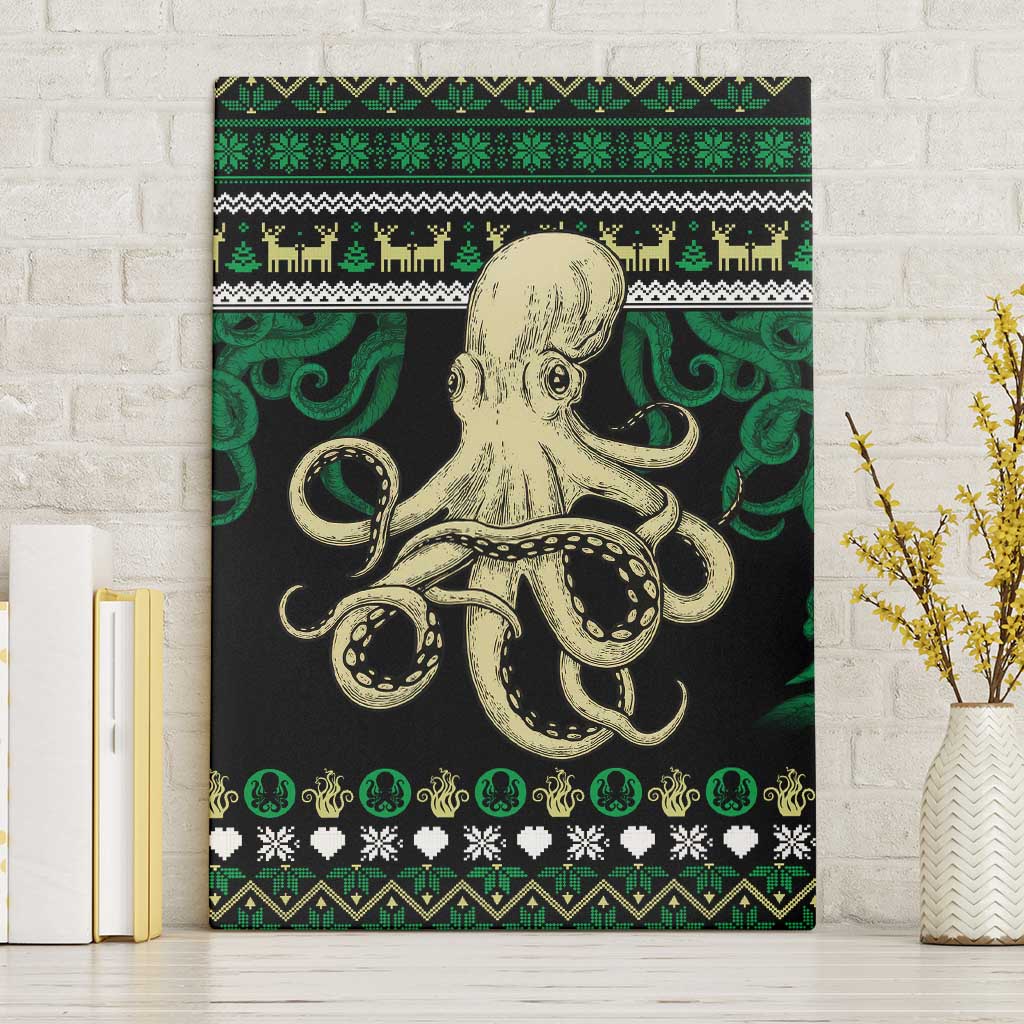 Octopus Cool Christmas Design Canvas Wall Art Xmas Holiday Patterns - Wonder Print Shop