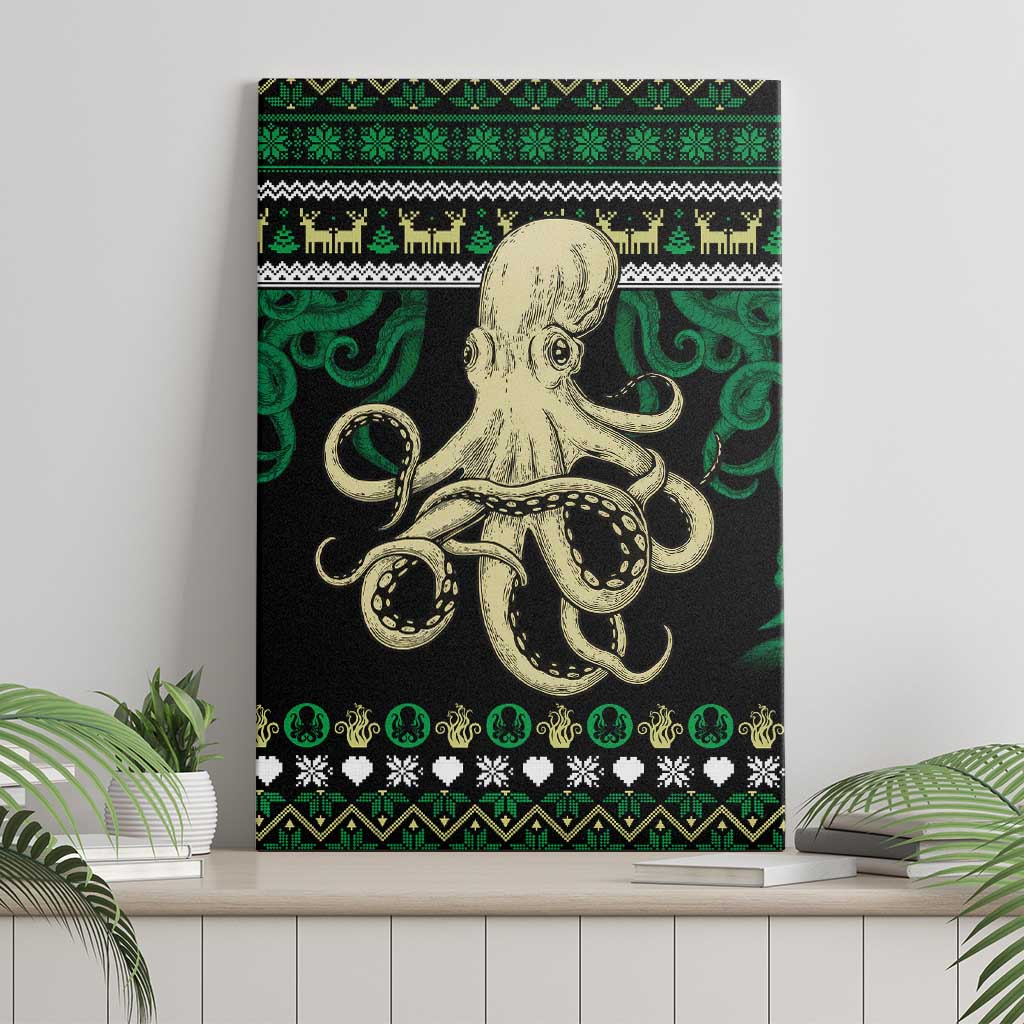 Octopus Cool Christmas Design Canvas Wall Art Xmas Holiday Patterns - Wonder Print Shop