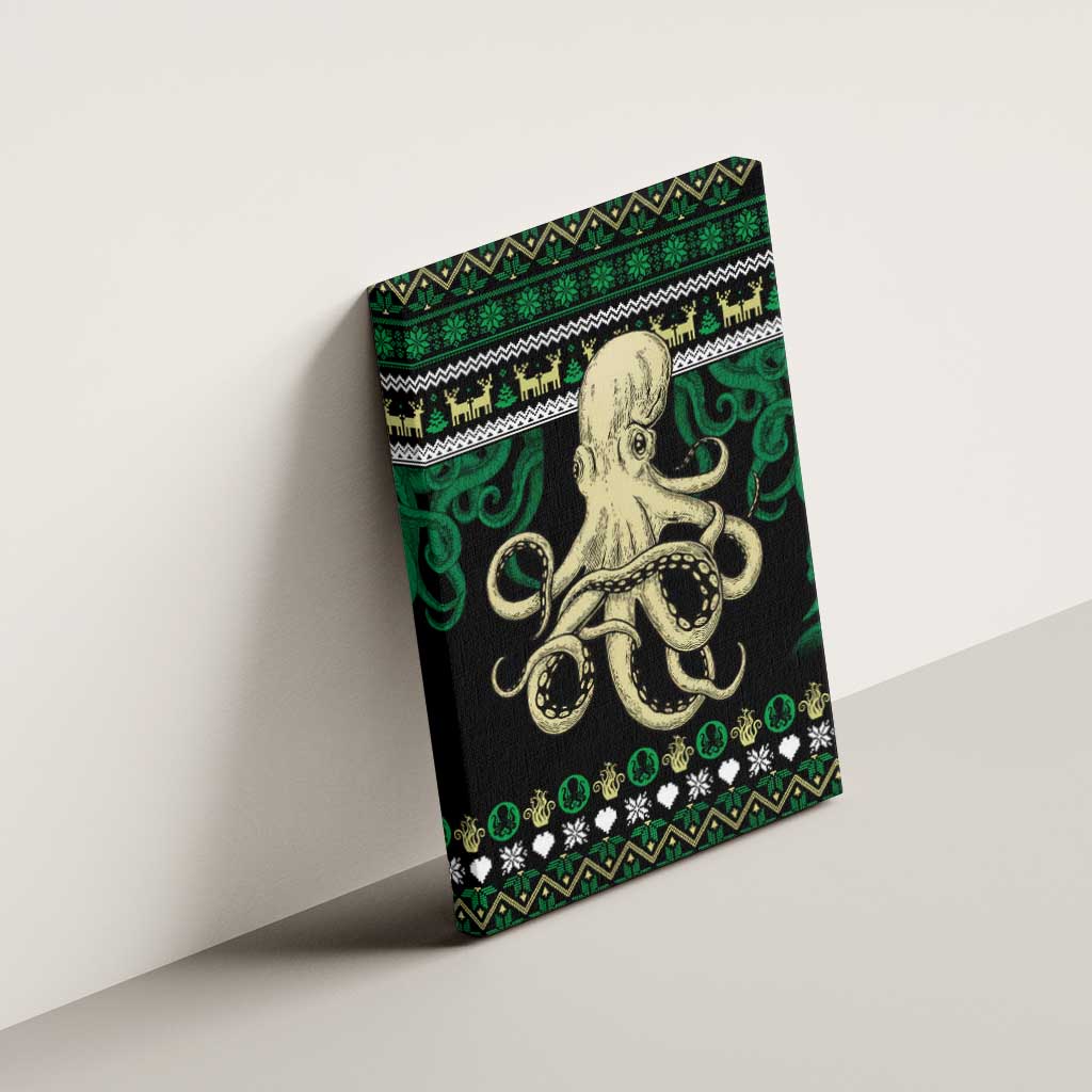 Octopus Cool Christmas Design Canvas Wall Art Xmas Holiday Patterns - Wonder Print Shop
