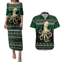 Octopus Cool Christmas Design Couples Matching Puletasi and Hawaiian Shirt Xmas Holiday Patterns - Wonder Print Shop