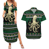 Octopus Cool Christmas Design Couples Matching Summer Maxi Dress and Hawaiian Shirt Xmas Holiday Patterns - Wonder Print Shop