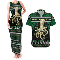 Octopus Cool Christmas Design Couples Matching Tank Maxi Dress and Hawaiian Shirt Xmas Holiday Patterns - Wonder Print Shop