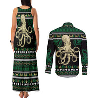 Octopus Cool Christmas Design Couples Matching Tank Maxi Dress and Long Sleeve Button Shirt Xmas Holiday Patterns - Wonder Print Shop