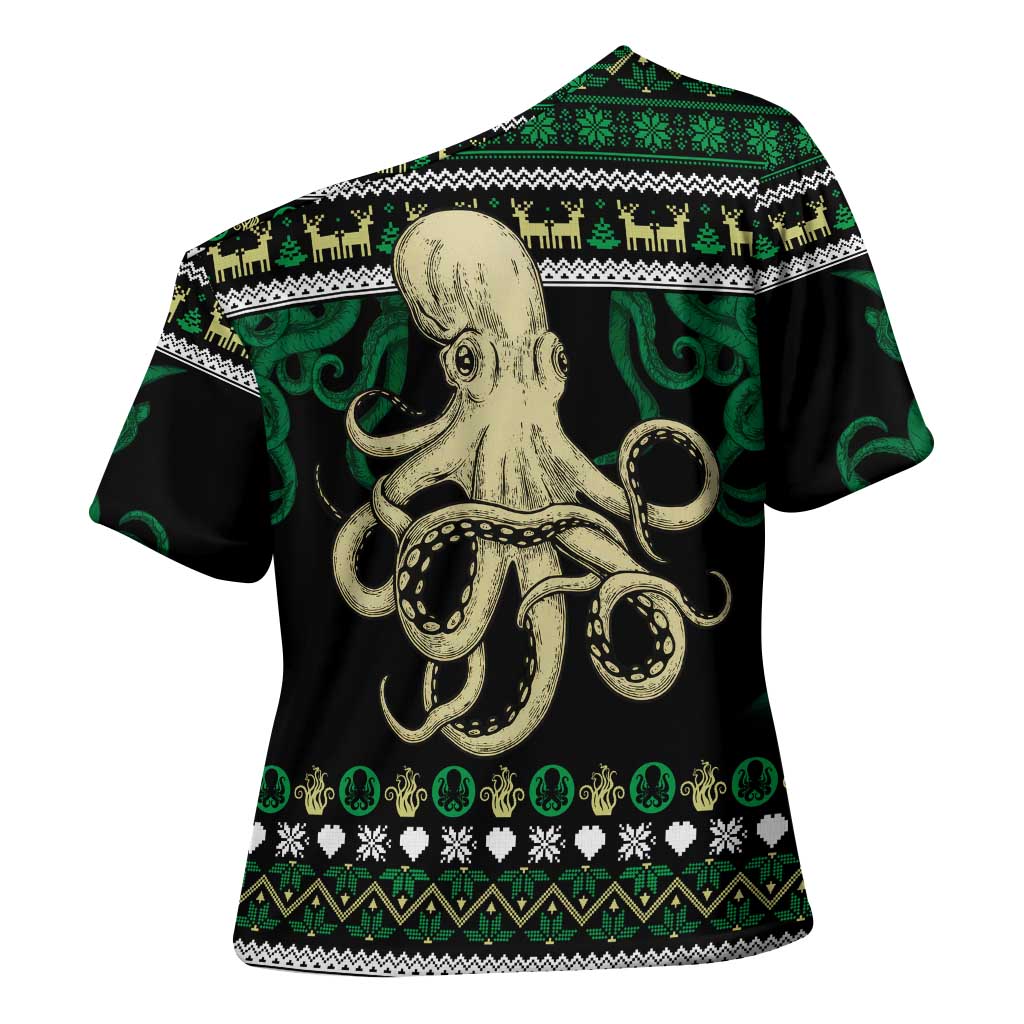 Octopus Cool Christmas Design Cross Shoulder Shirt Xmas Holiday Patterns - Wonder Print Shop