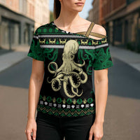 Octopus Cool Christmas Design Cross Shoulder Shirt Xmas Holiday Patterns - Wonder Print Shop