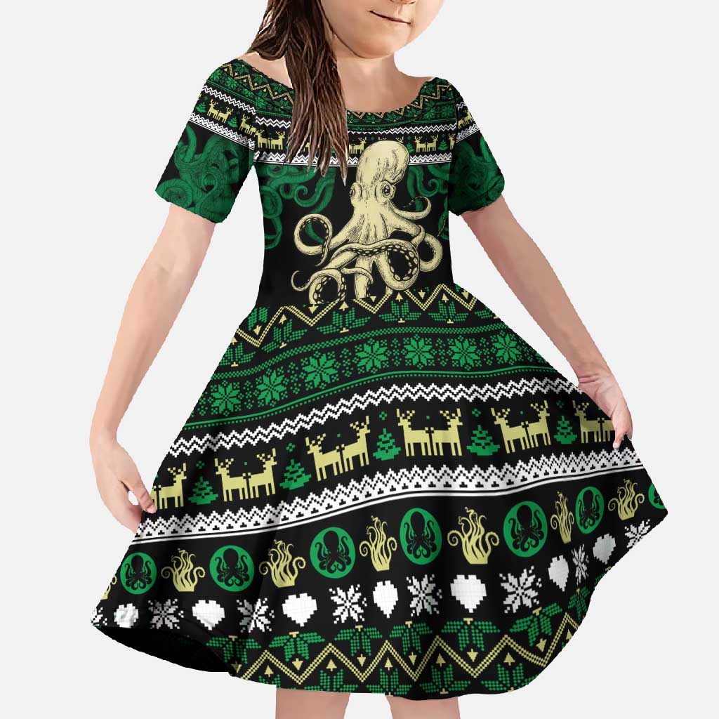 Octopus Cool Christmas Design Family Matching Mermaid Dress and Hawaiian Shirt Xmas Holiday Patterns - Wonder Print Shop